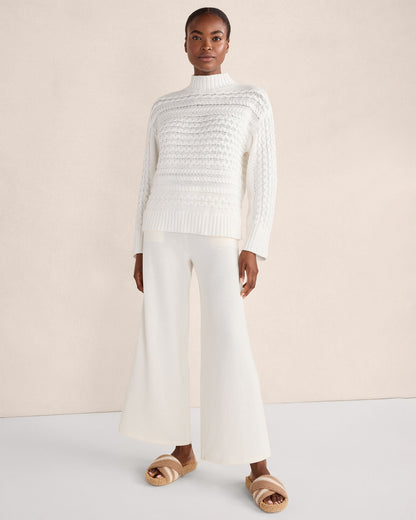 ORGANIC COTTON CABLE KNIT FUNNEL NECK SWEATER