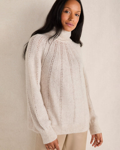 LOFTY KNIT POINTELLE TURTLENECK SWEATER