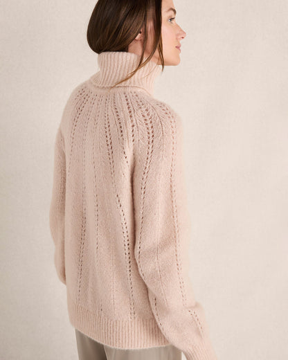 LOFTY KNIT POINTELLE TURTLENECK SWEATER