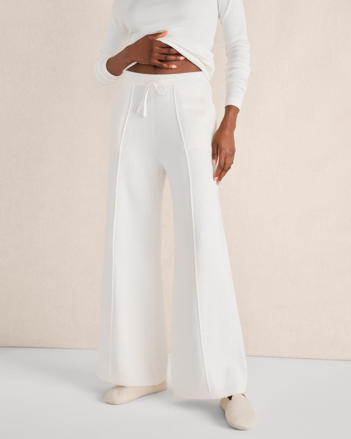 ORGANIC COTTON PINTUCK WIDE LEG PANTS