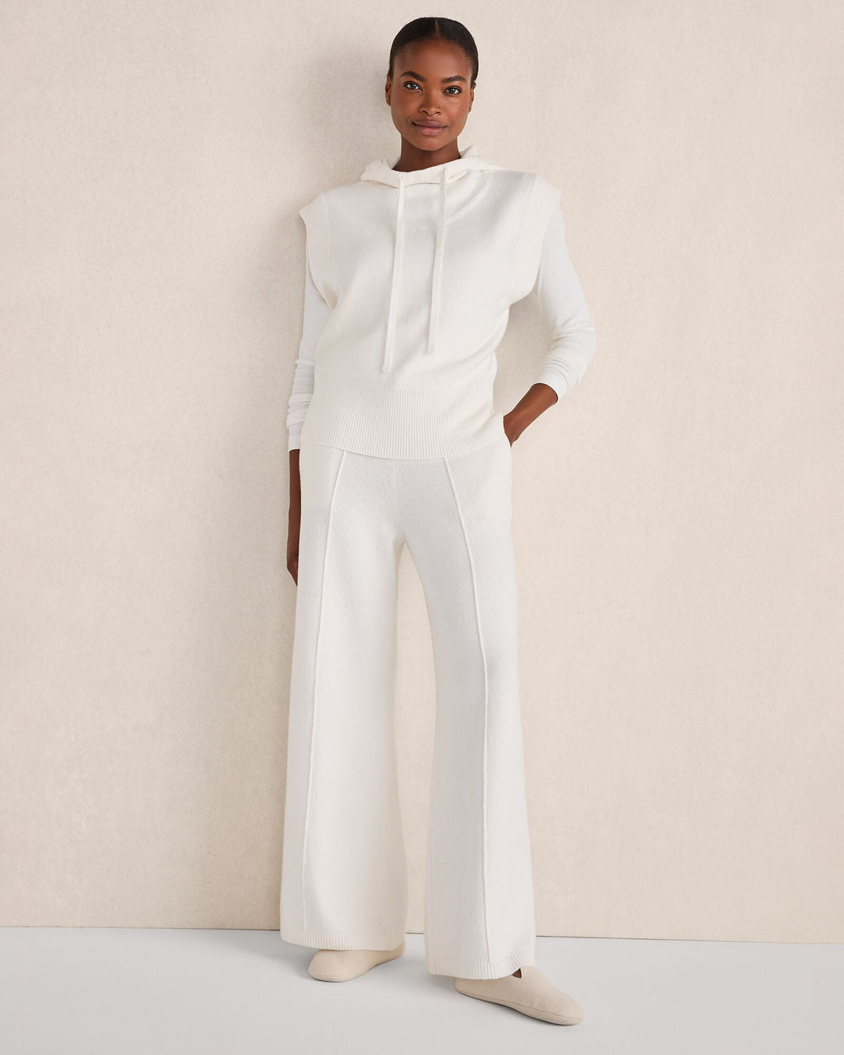 ORGANIC COTTON PINTUCK WIDE LEG PANTS