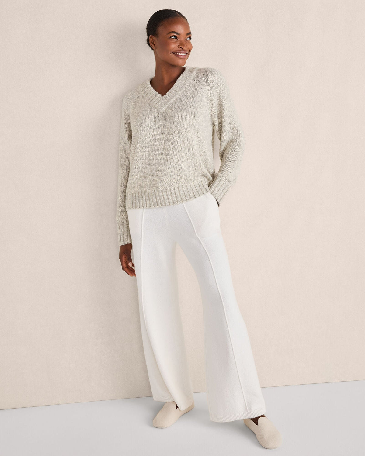 ORGANIC COTTON PINTUCK WIDE LEG PANTS