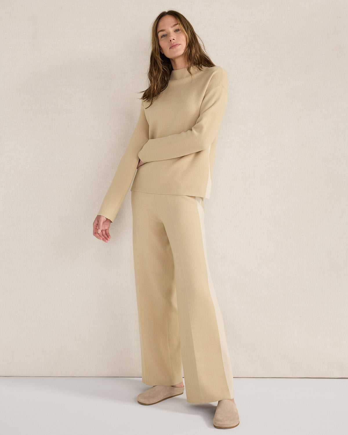 TUXEDO STRIPE FUNNEL NECK PULLOVER
