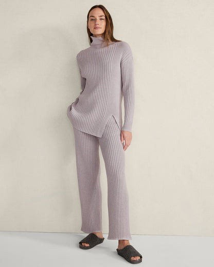 COTTON CASHMERE RIB-KNIT PANTS