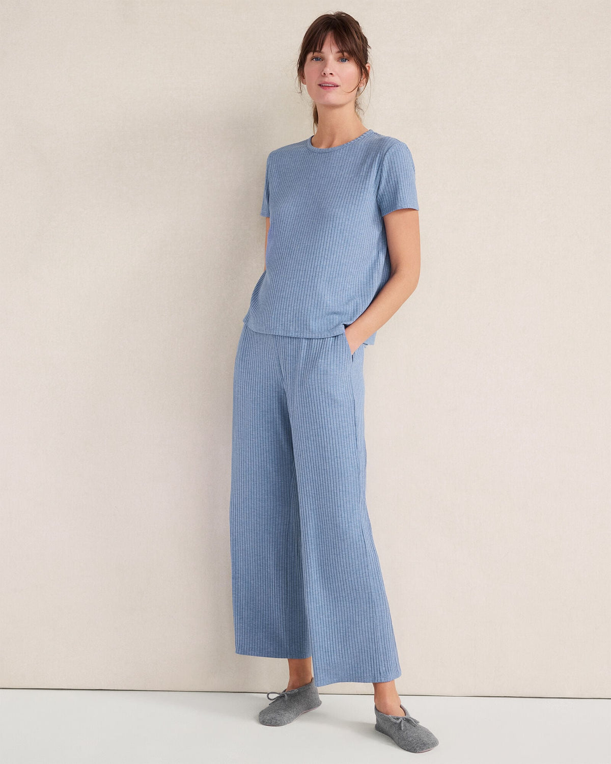 DRAPEY RIB KNIT PANTS