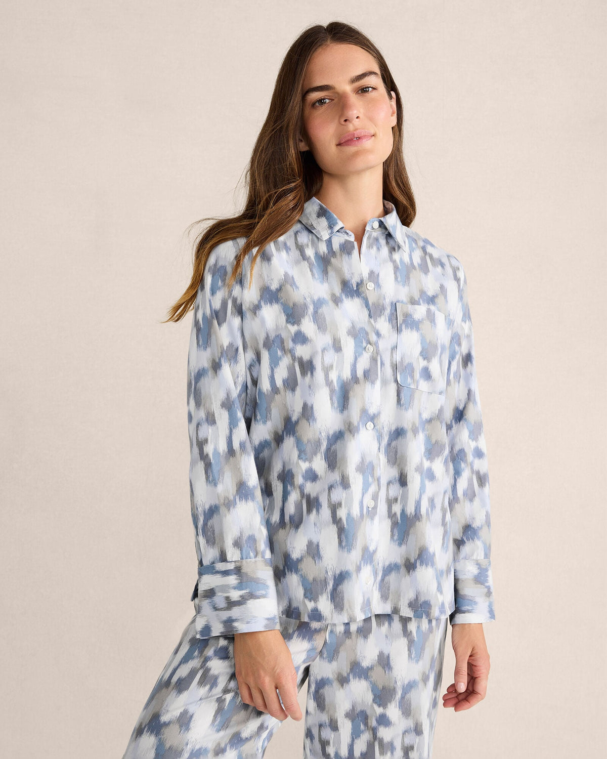 ORGANIC COTTON BRUSHSTROKE PAJAMA TOP