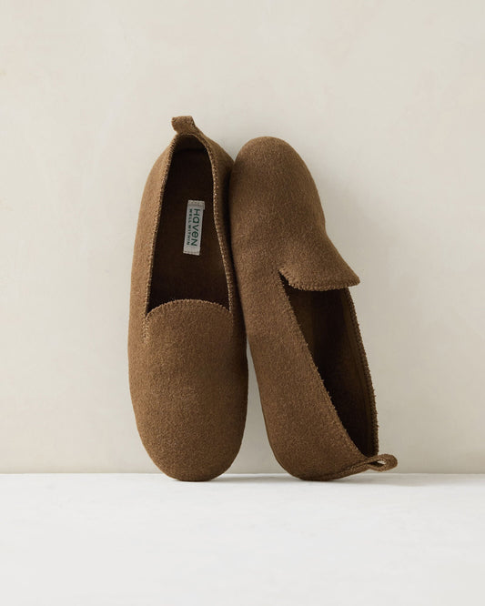 FELTED WOOL BLEND LOAFER SLIPPERS