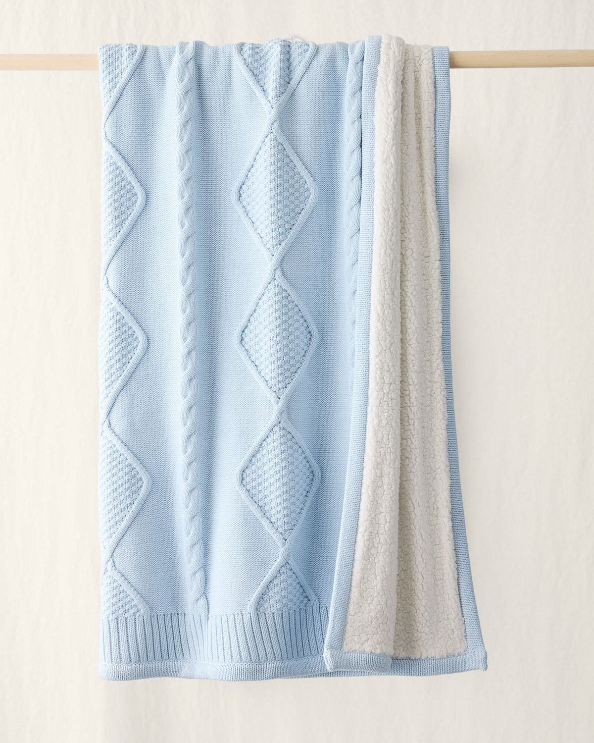 COTTON CABLE/FAUX FUR THROW