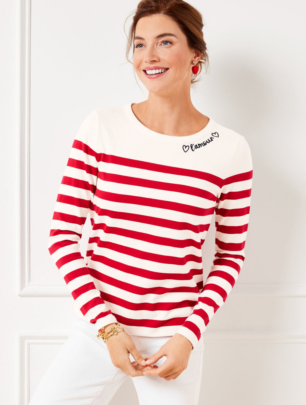 EMBROIDERED TEE - AMOUR STRIPE