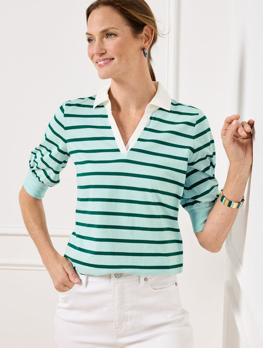 JOHNNY COLLAR PULLOVER - PRIMROSE STRIPE
