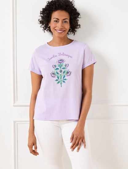 ROLL SLEEVE CREWNECK TEE - BOTANICAL