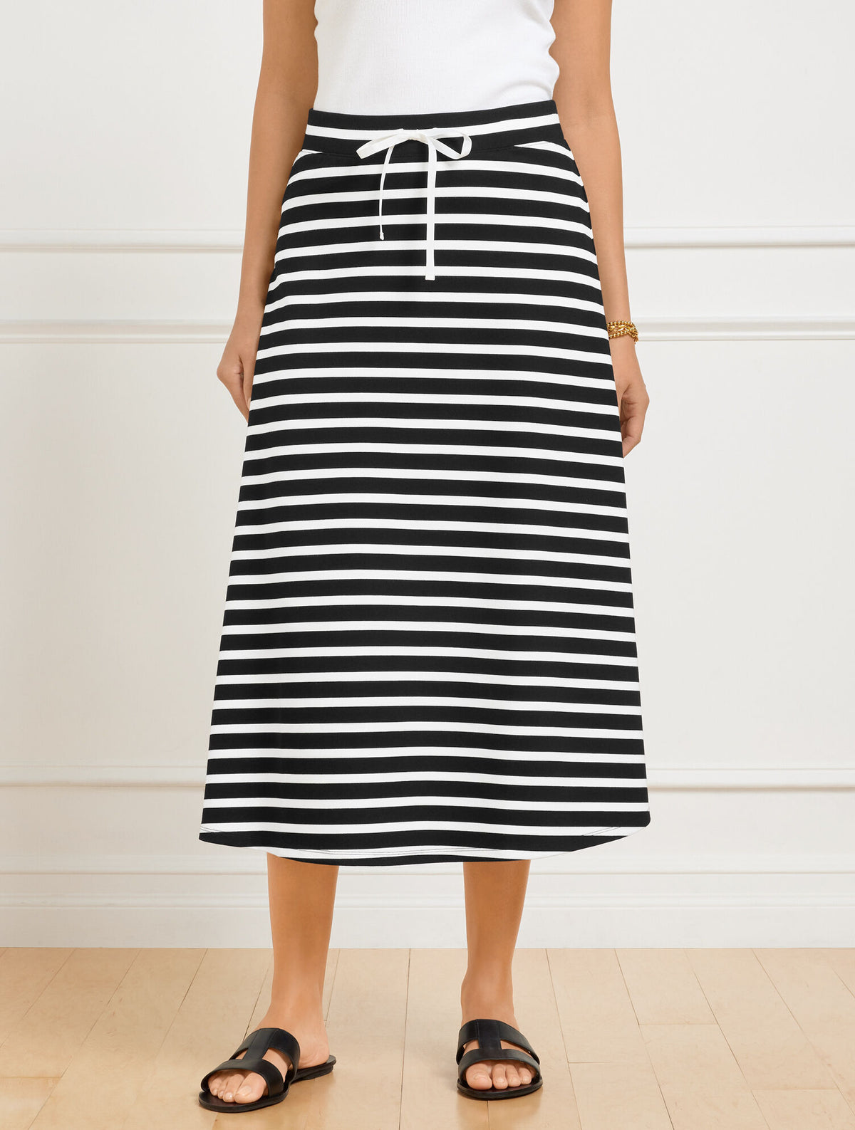 EFFORTLESS ULTRAKNIT A-LINE MIDI SKIRT - CROCUS STRIPE