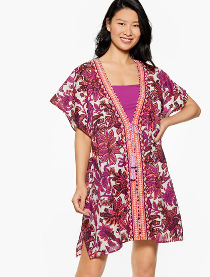 AQUA CLUB EMBROIDERED CAFTAN COVER-UP - BALI BLOOMS