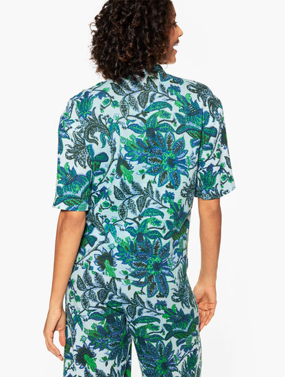 AQUA CLUB GAUZE POPOVER SHIRT COVER-UP - BALI BLOOMS