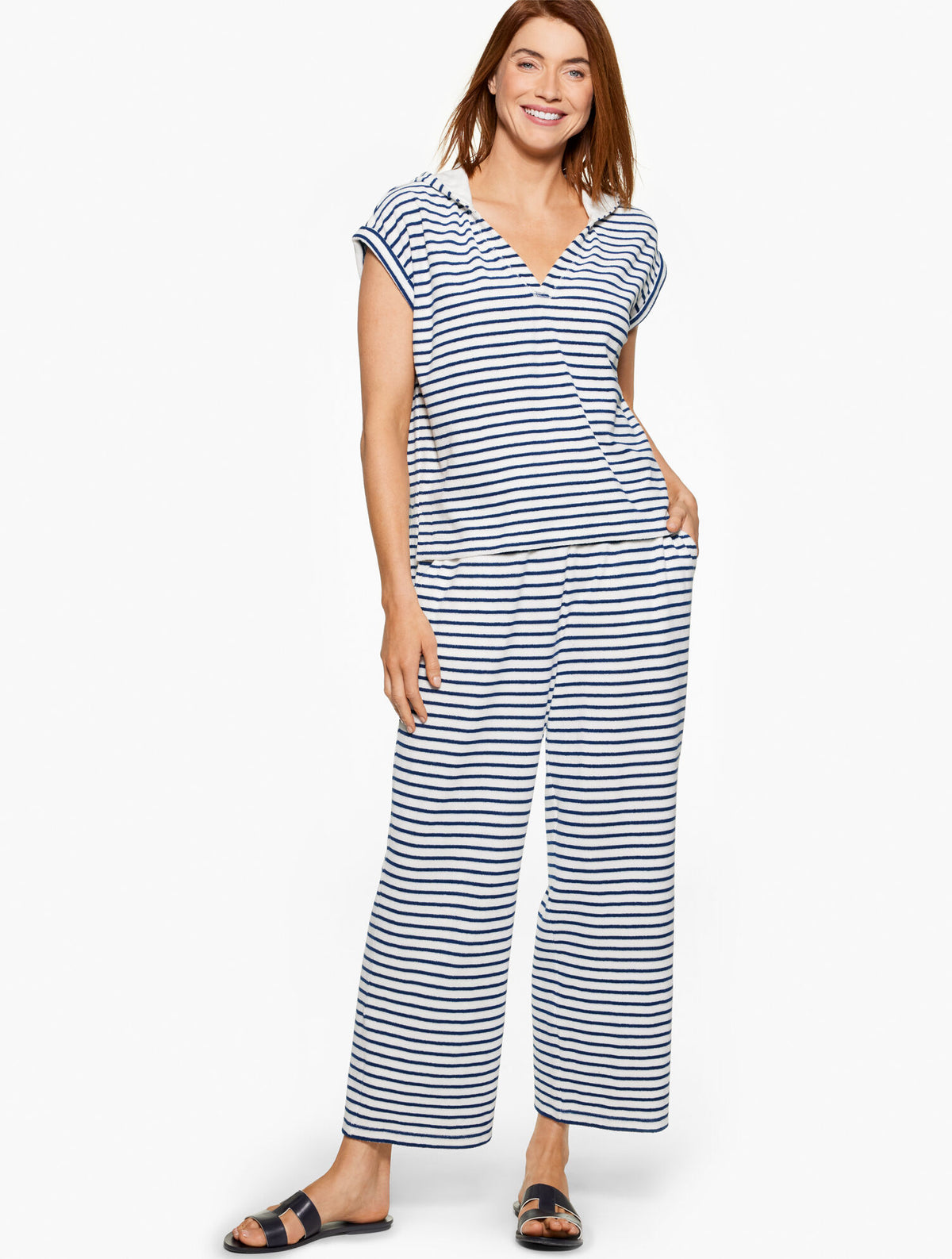 AQUA CLUB TERRY PANT COVER-UP - STRIPE