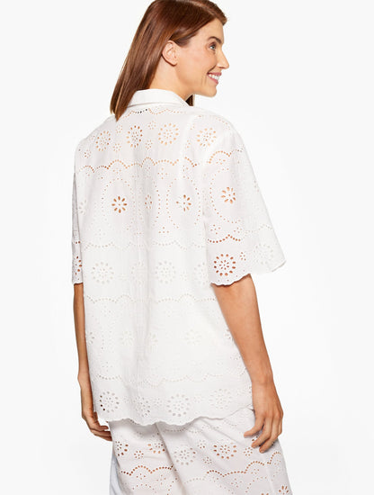 AQUA CLUB EYELET POPOVER SHIRT COVER-UP