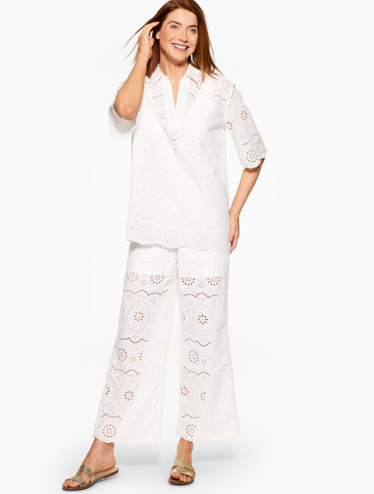 AQUA CLUB EYELET POPOVER SHIRT COVER-UP