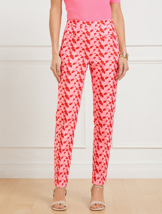 TALBOTS CHATHAM SLIM ANKLE PANTS - FLORAL JACQUARD