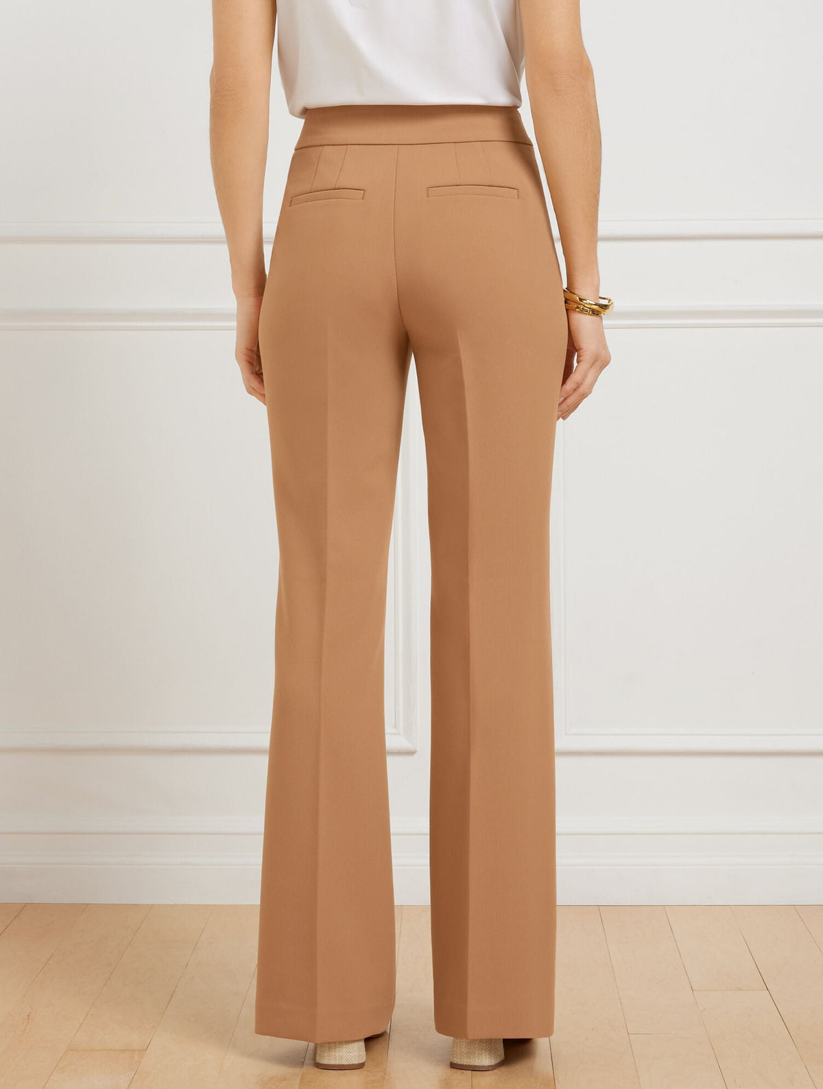 FLARE LEG BELTED TWILL PANTS