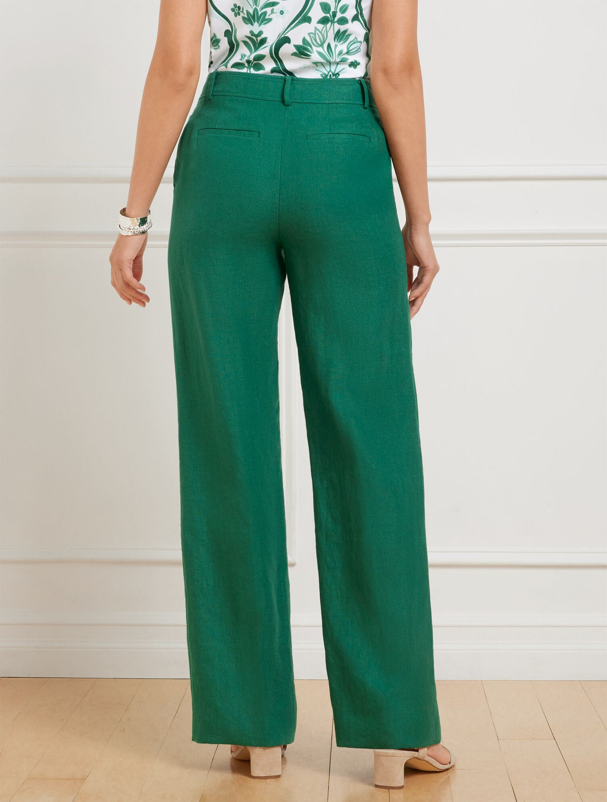 TALBOTS GREENWICH WIDE LEG LINEN PANTS