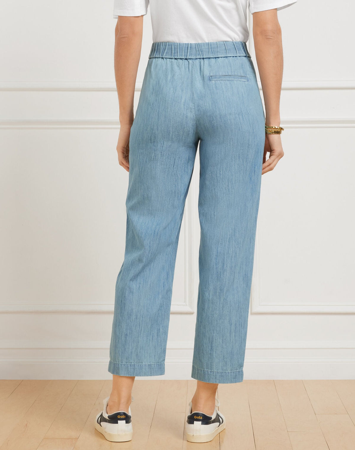 SLIM CROP PANTS - CHAMBRAY