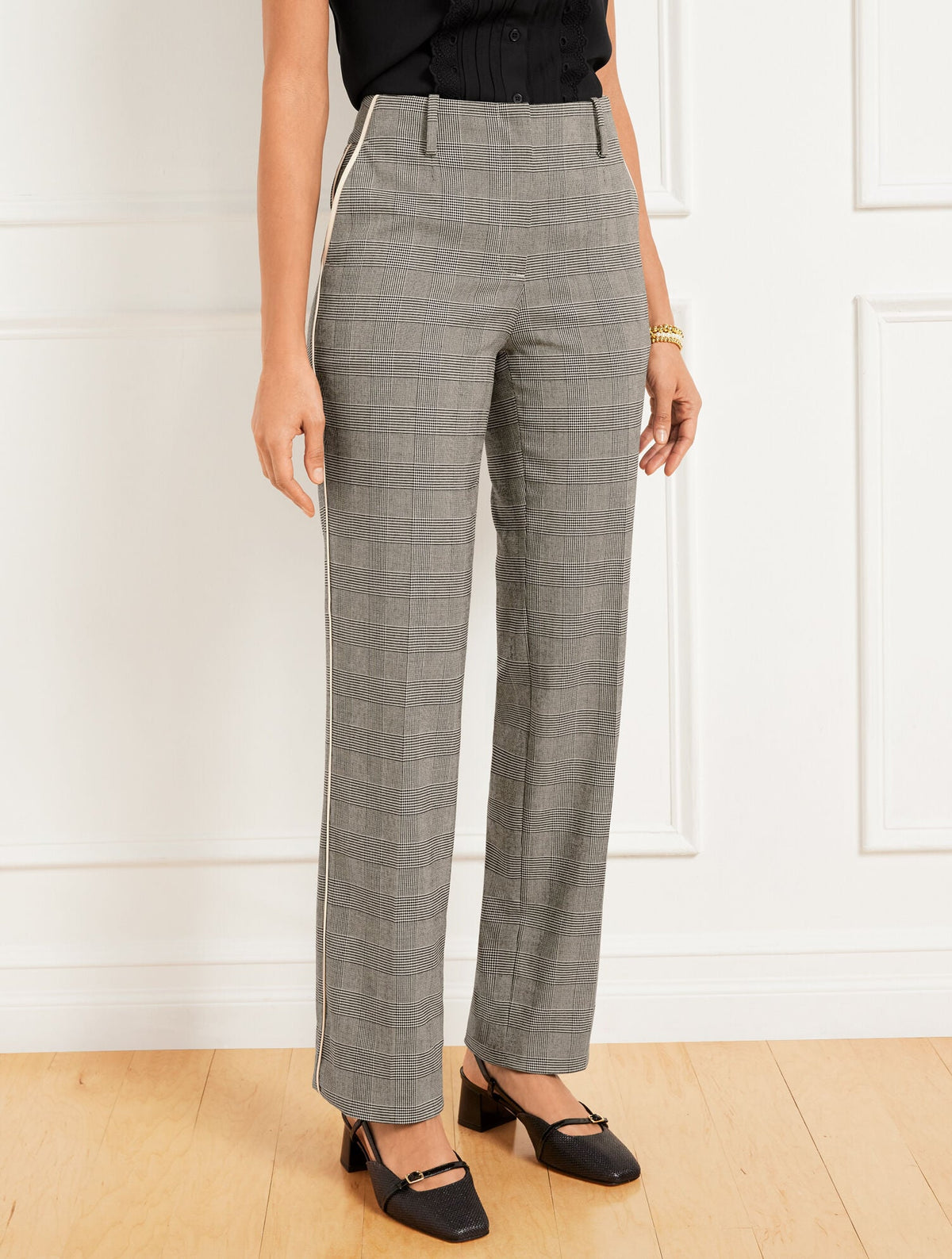 TALBOTS SOUTHAMPTON STRAIGHT LEG PANTS - LUCETTA GLEN PLAID
