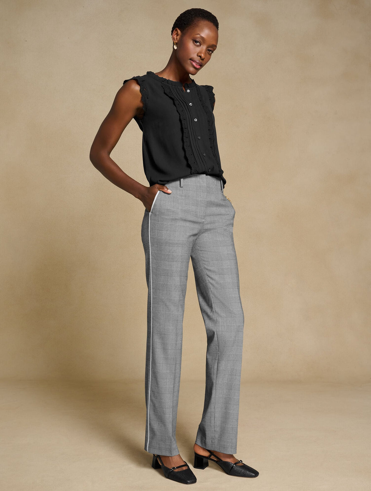 TALBOTS SOUTHAMPTON STRAIGHT LEG PANTS - LUCETTA GLEN PLAID