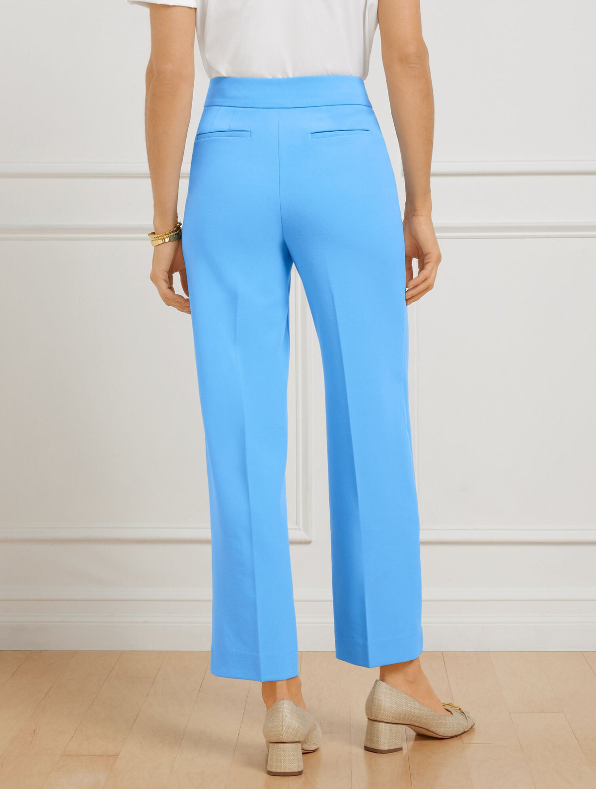 TAILORED STRETCH SLIM WIDE ANKLE PANTS