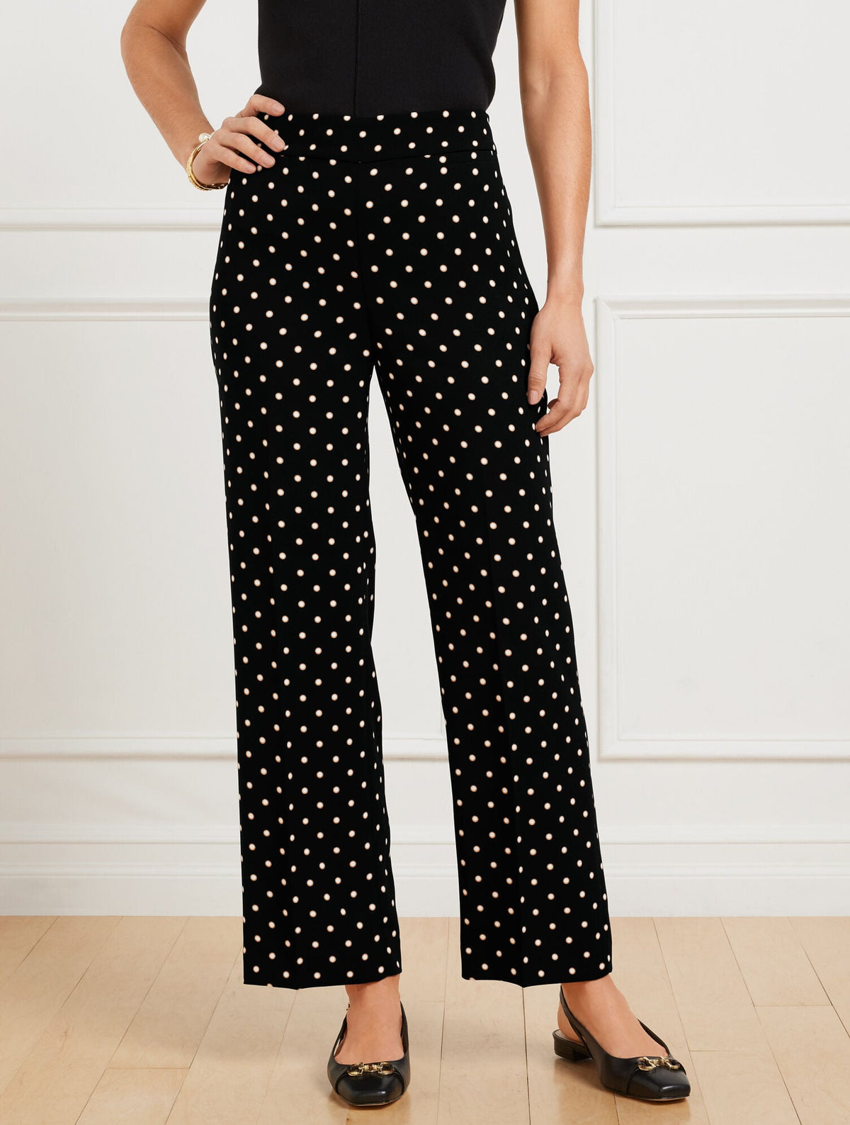 SLIM WIDE ANKLE PANTS - DAISY DOT