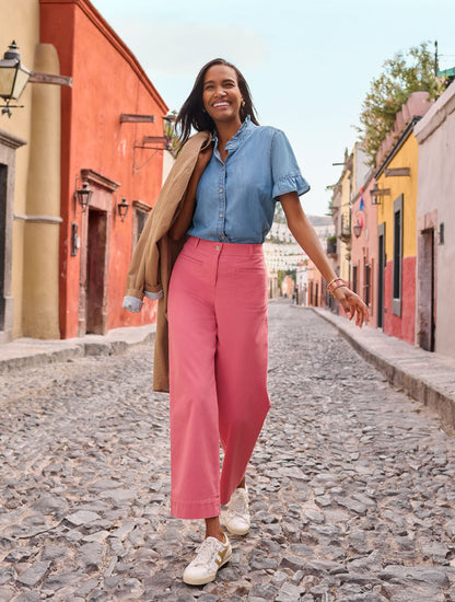 WIDE ANKLE TWILL PANTS