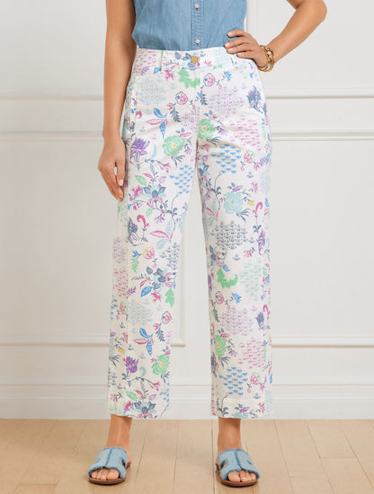 STRAIGHT CROP PANTS - WHIMSICAL JACOBEAN