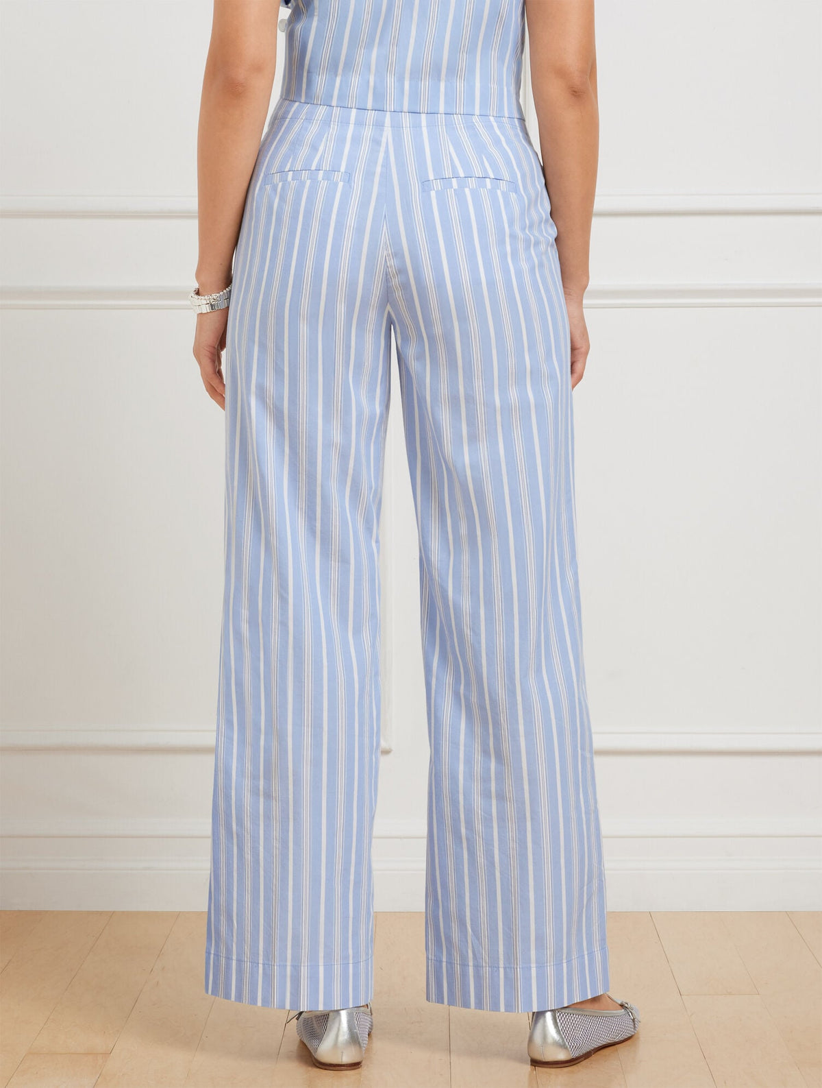 WIDE ANKLE FRESH POPLIN PANTS - DEWDROP STRIPE