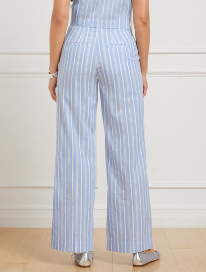 WIDE ANKLE FRESH POPLIN PANTS - DEWDROP STRIPE