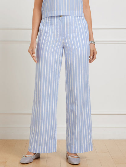 WIDE ANKLE FRESH POPLIN PANTS - DEWDROP STRIPE