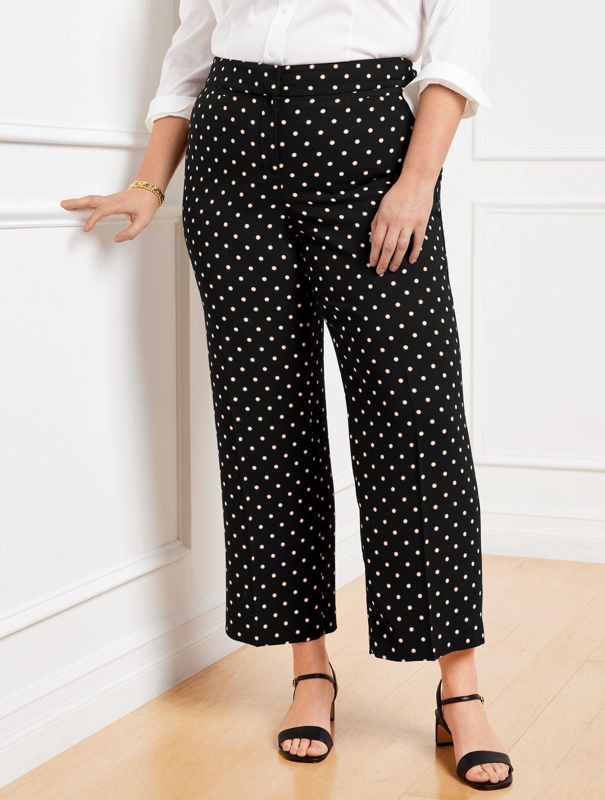 PLUS EXCLUSIVE SLIM WIDE ANKLE PANTS - DAISY DOT