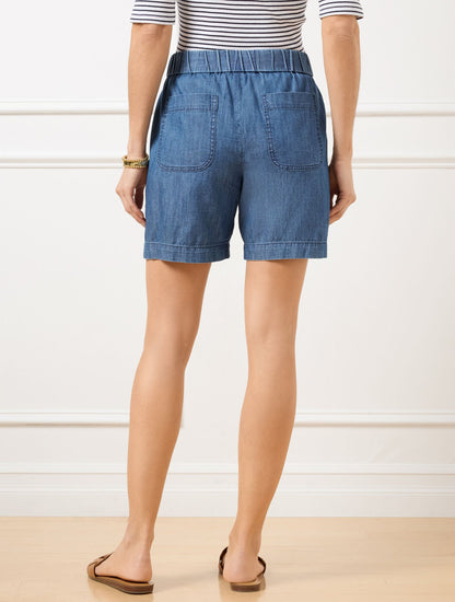 PULL-ON SHORTS - CHAMBRAY - 6”