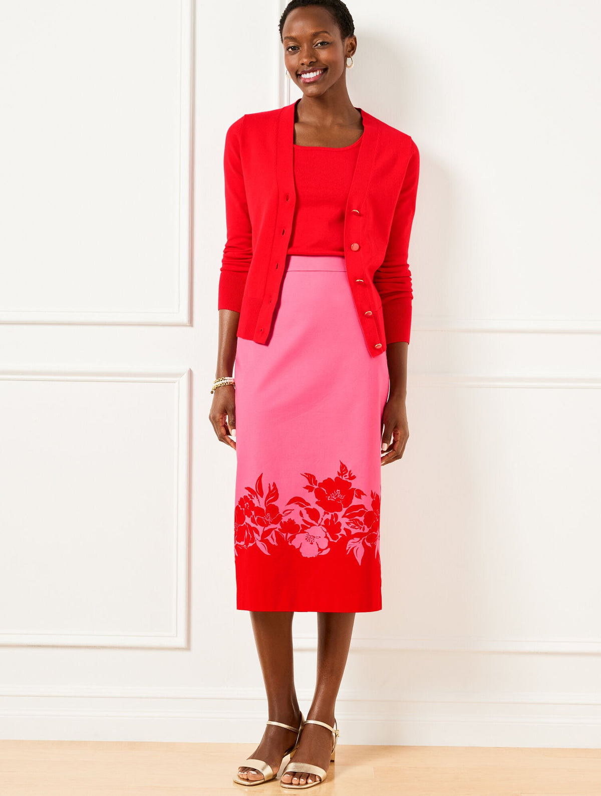 BICOLOR POPPY PENCIL SKIRT