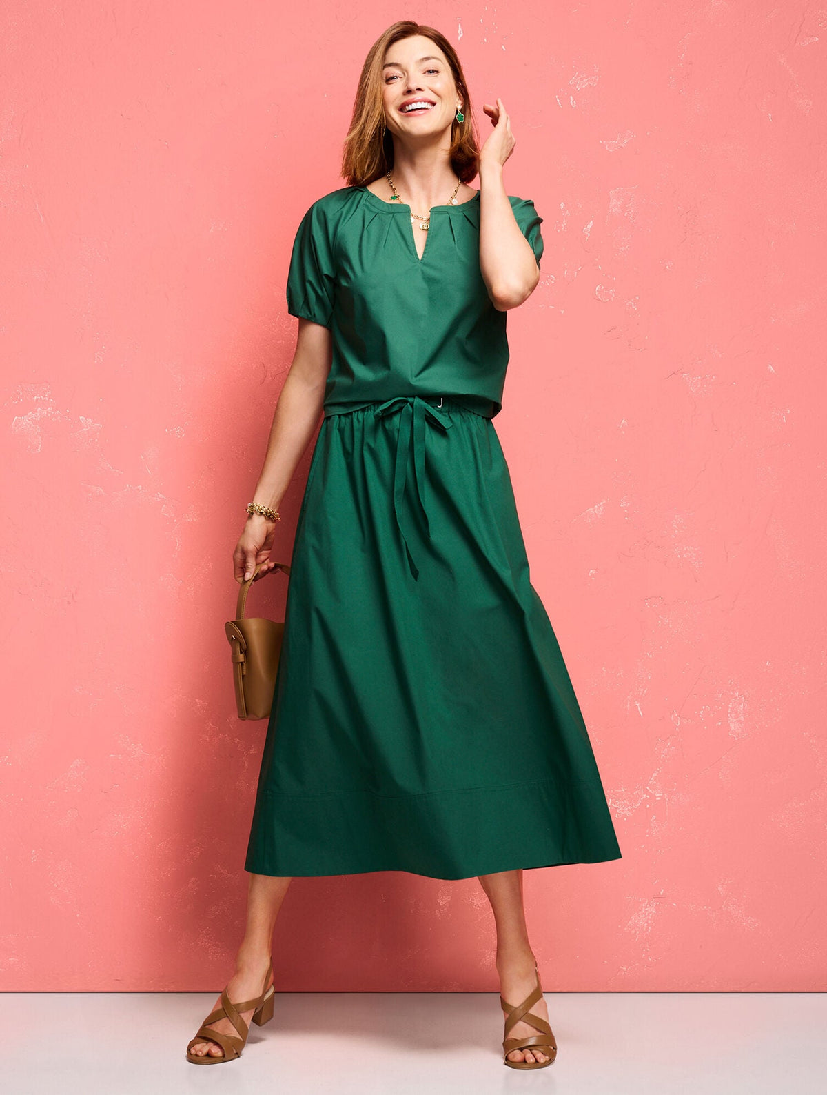 MODERN POPLIN DRAWSTRING SKIRT