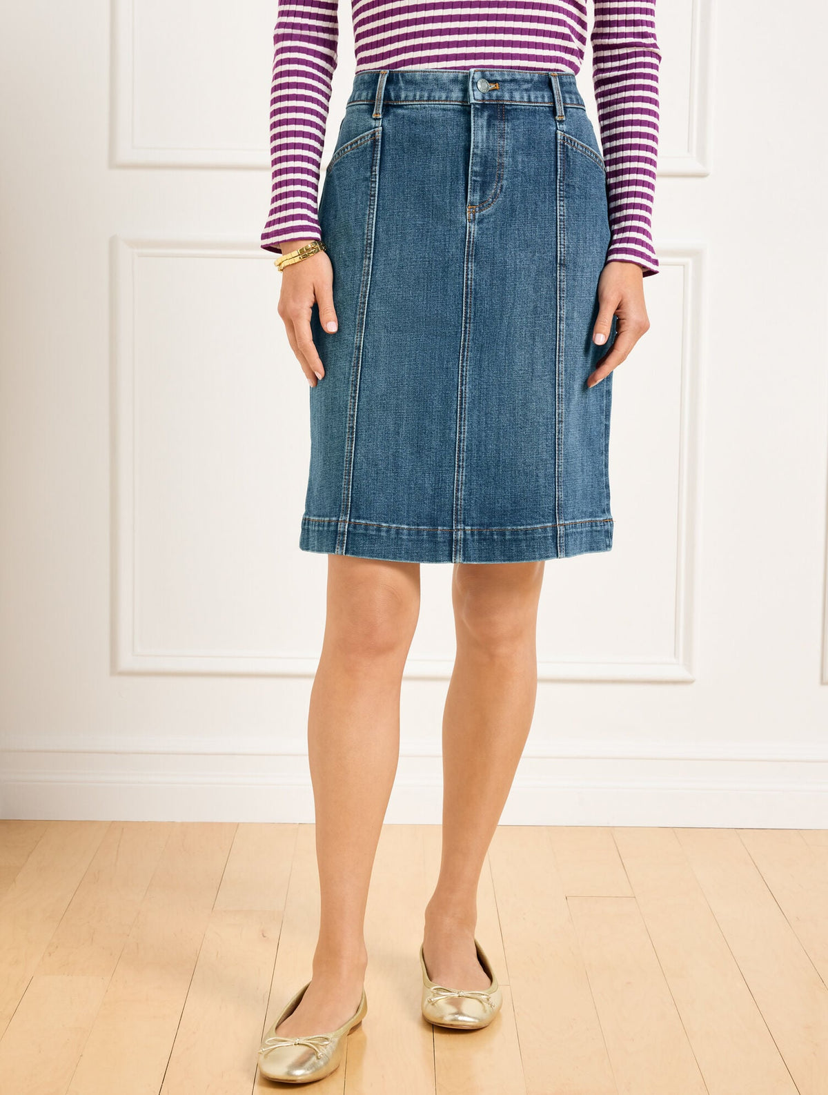 DENIM A-LINE SKIRT - MONTAUK WASH