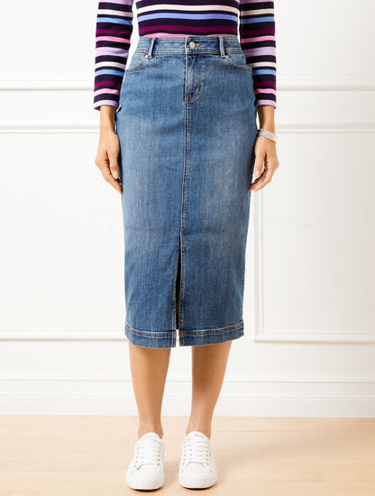 DENIM MIDI SKIRT - TIDAL WASH