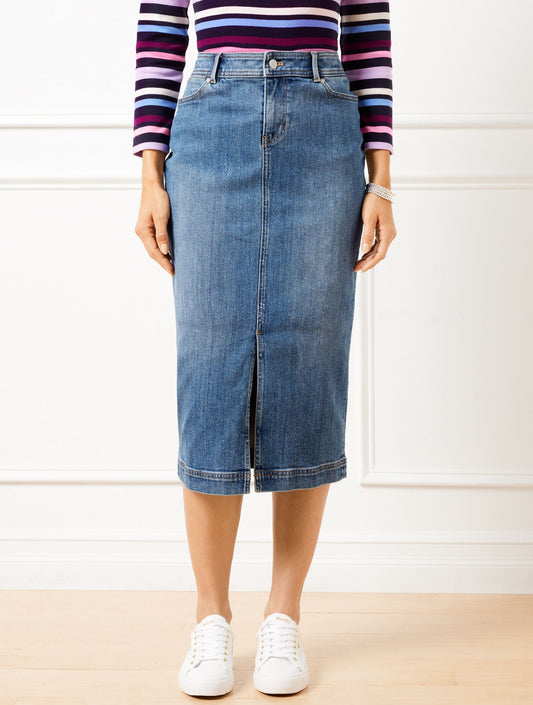 DENIM MIDI SKIRT - TIDAL WASH