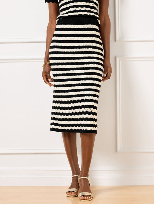 POINTELLE STRIPE SWEATER SKIRT