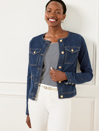 BUTTON CUFF JEAN JACKET - RINSE WASH