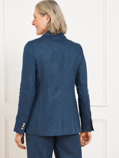 TAILORED SEAMING LINEN BLAZER - CROSS DYED