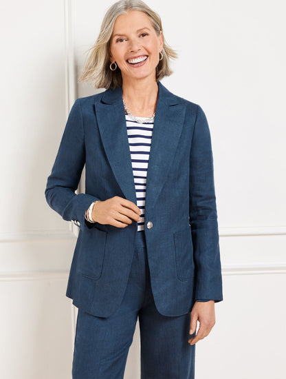 TAILORED SEAMING LINEN BLAZER - CROSS DYED