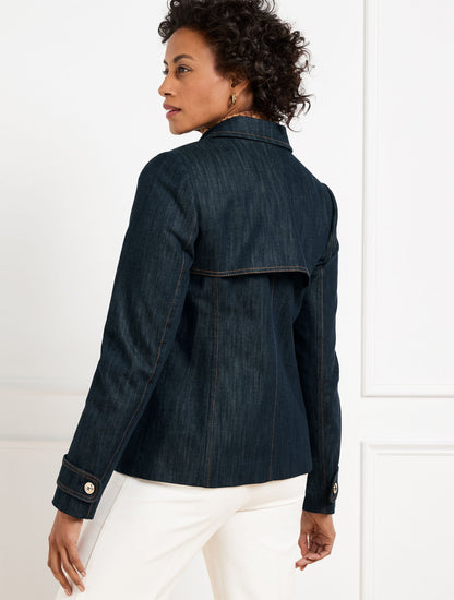 REFINED DENIM SHORT TRENCH COAT
