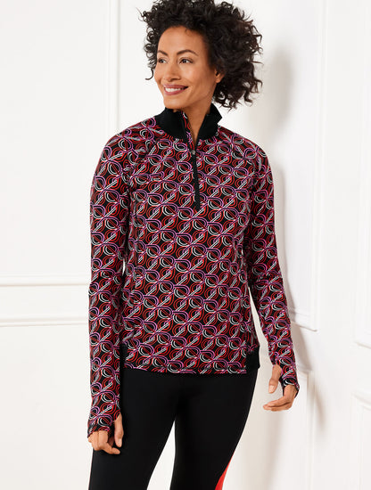 PERFORMANCE INTERLOCK HALF-ZIP PULLOVER - INTERLACING LOOPS