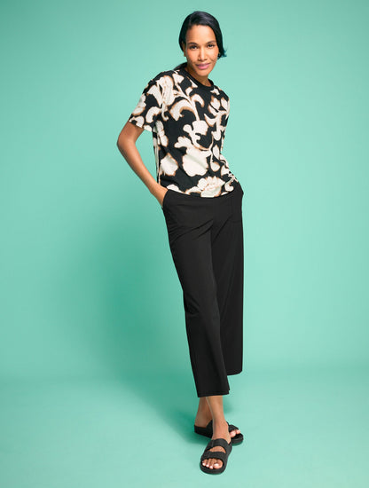 LIGHTWEIGHT WOVEN STRETCH WIDE LEG ANKLE PANTS