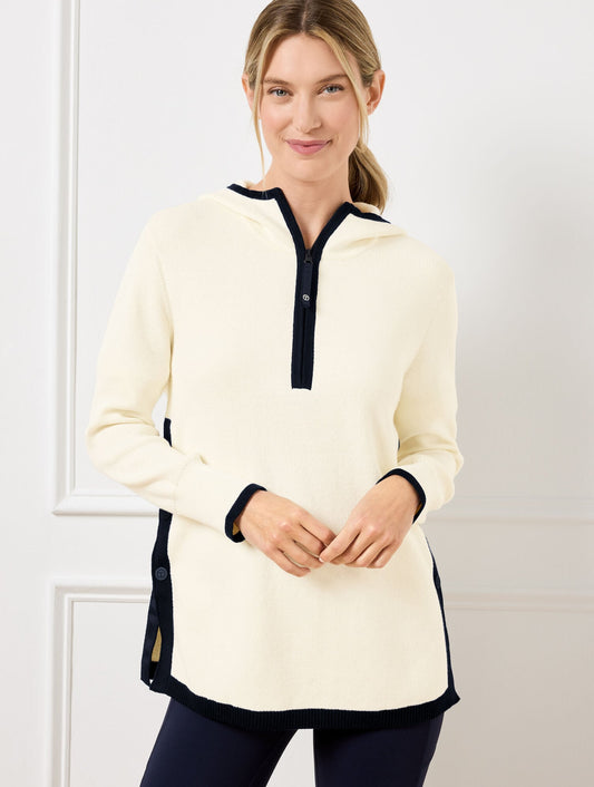 HALF-ZIP HOODED SWEATER