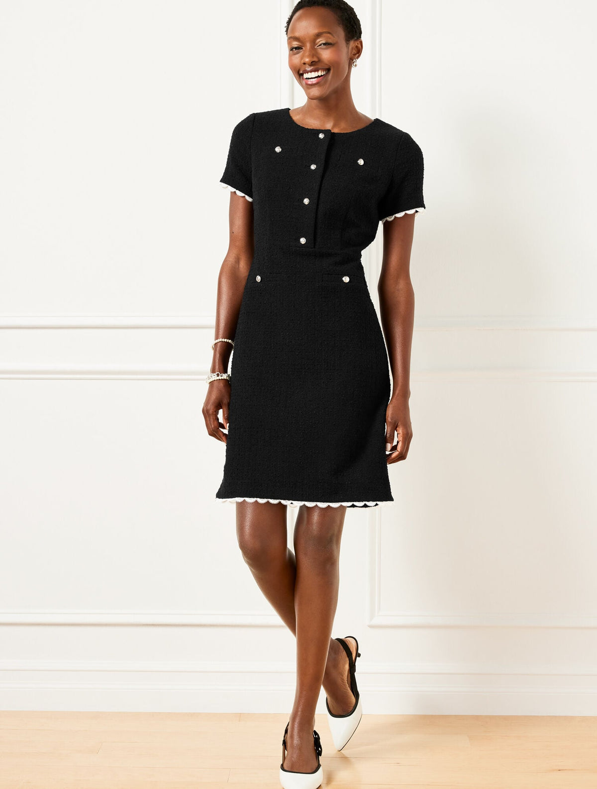 SHORT SLEEVE TWEED DRESS